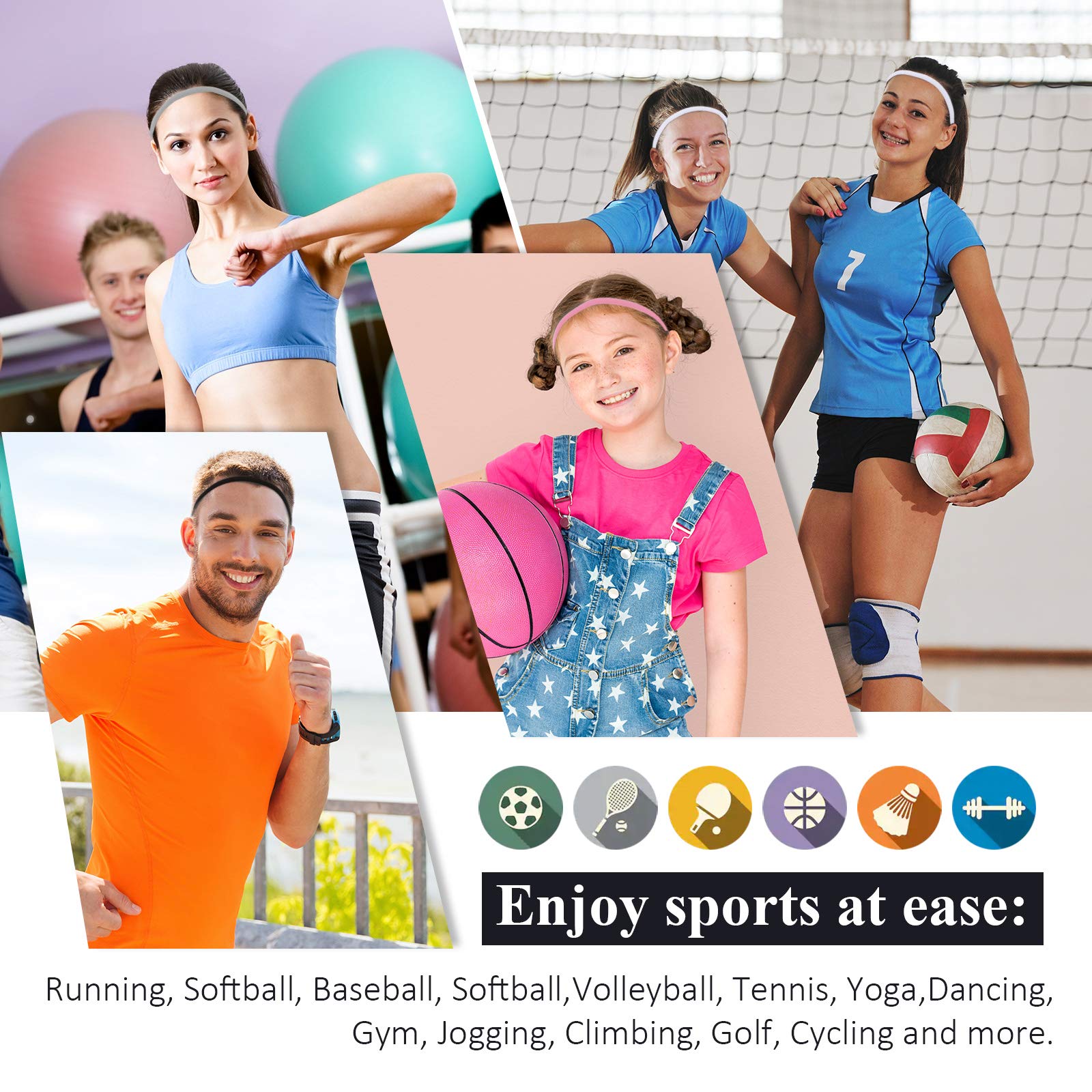Goodinary® Elastic Sports Headbands (4 pcs)