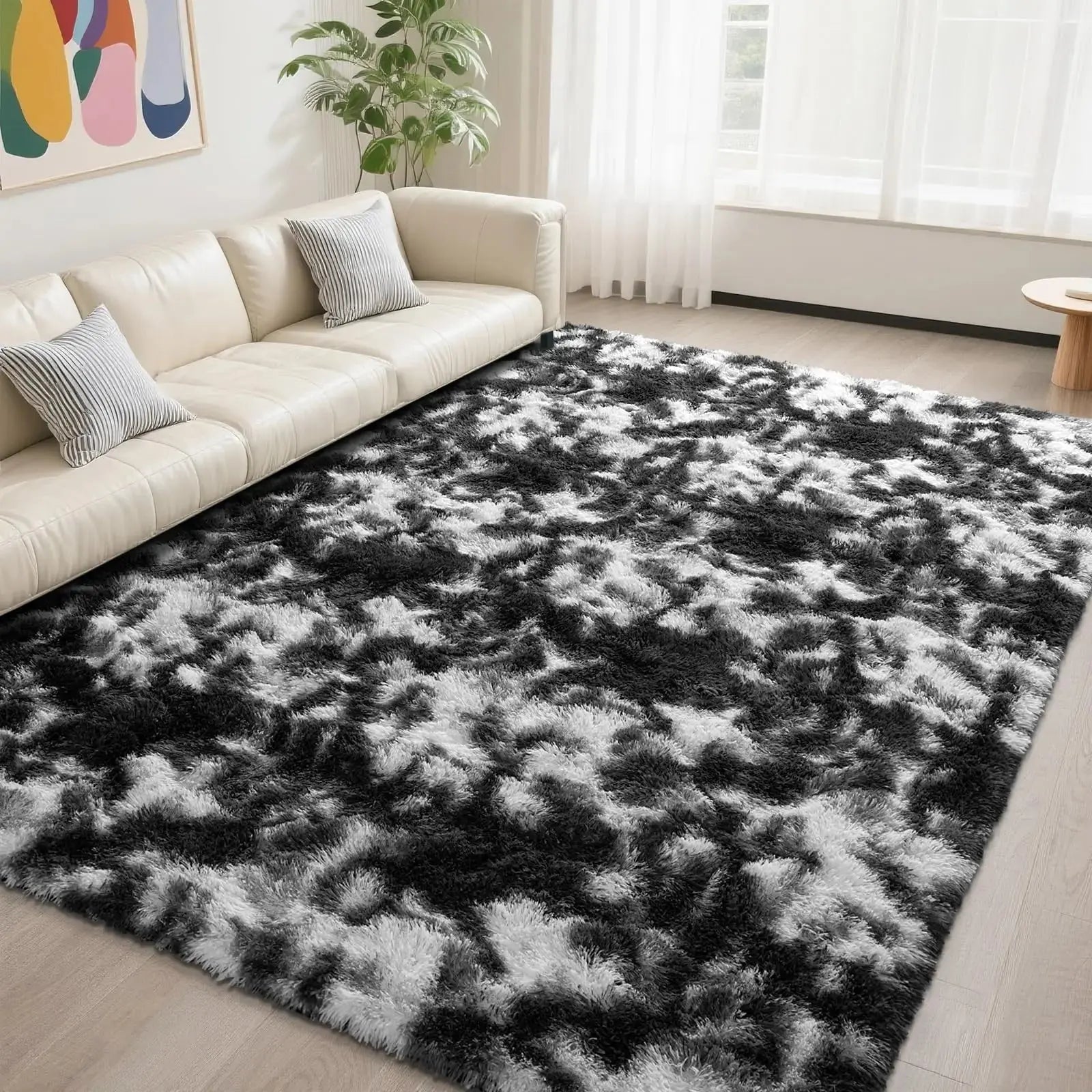 Nordic Fluffy Area Rug | Long Hair Bedroom Carpet | Soft Floor Mat