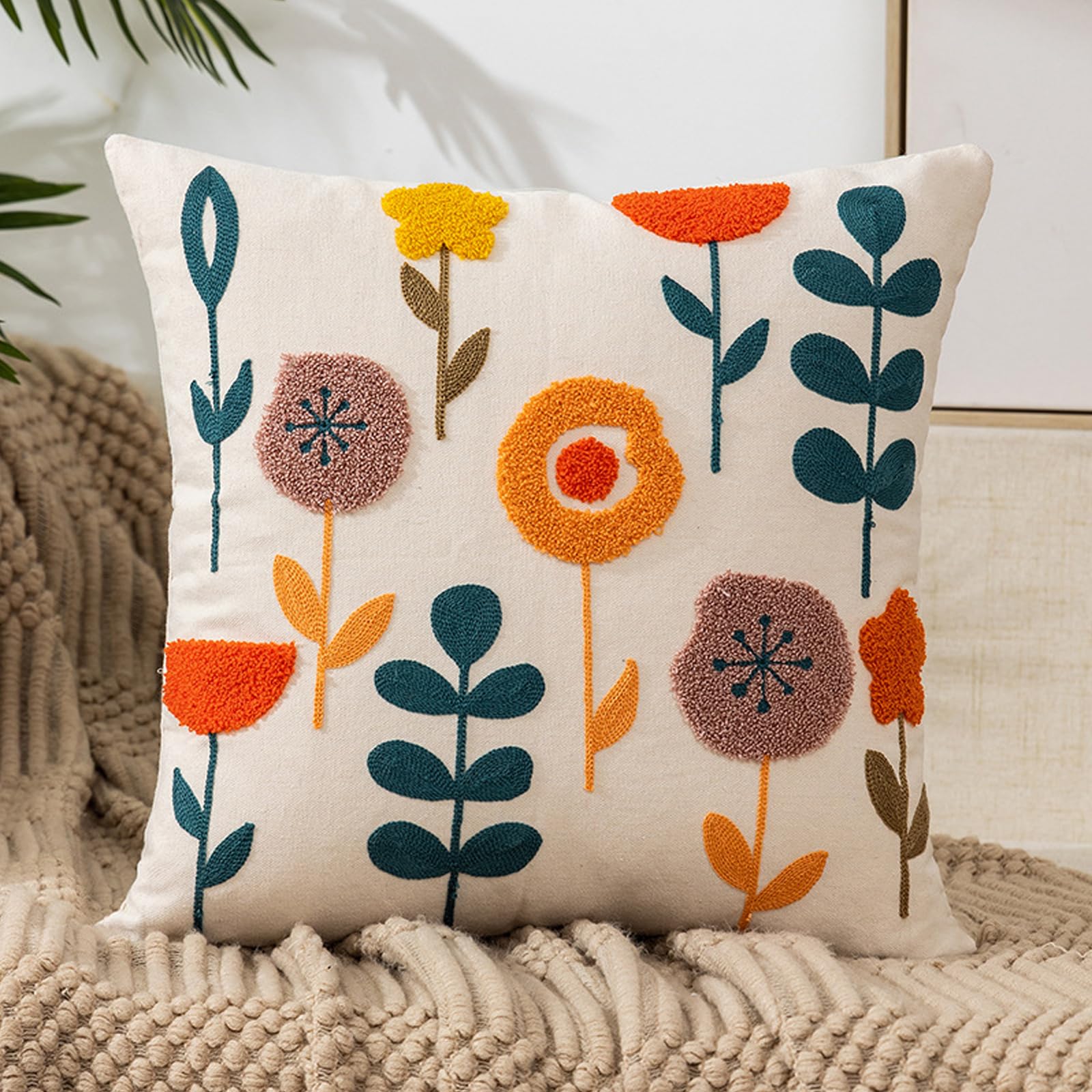 Goodinary® Embroidered Floral Throw Pillow Cover