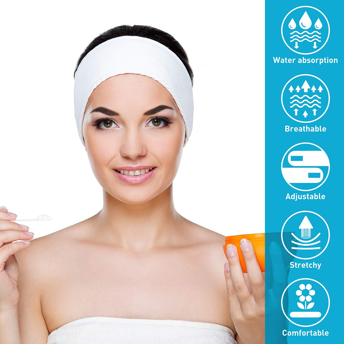 Goodinary® Microfiber Adjustable Spa Headband Hair Wrap