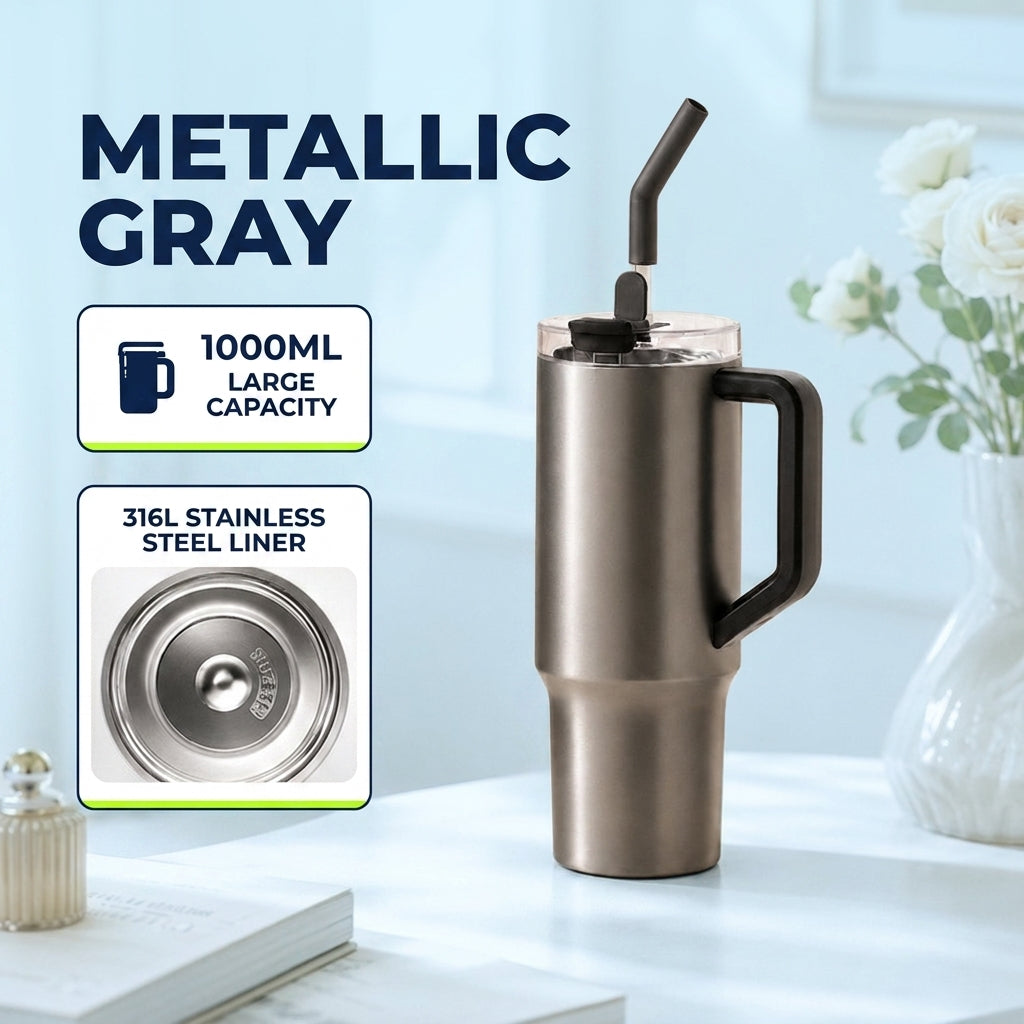 Goodinary® Tumbler with Handle & Straw