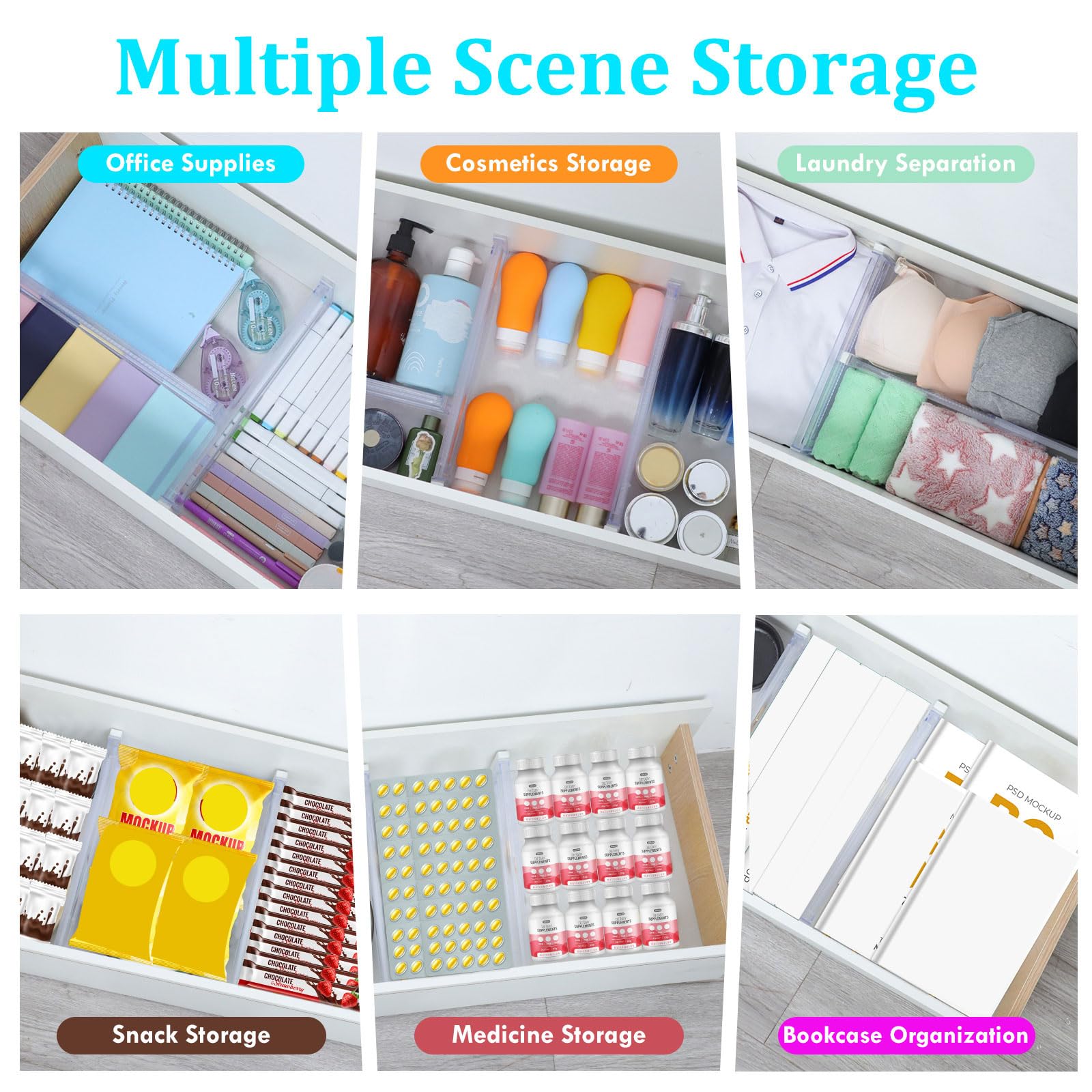 Goodinary® Adjustable Drawer Organizers Pack