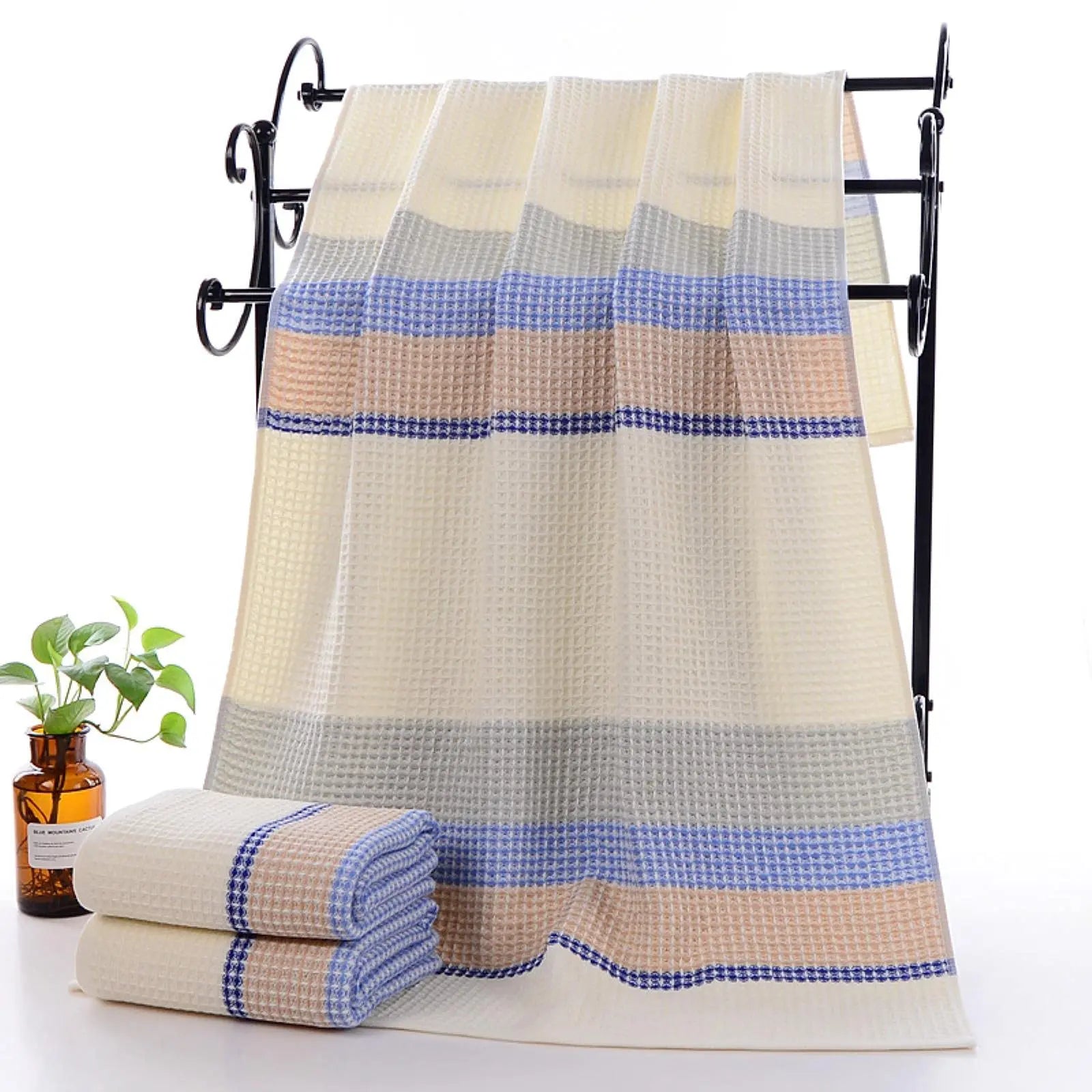 Goodinary® Cotton Honeycomb Waffle Soft Bath Towel (2Pcs) - Goodinary