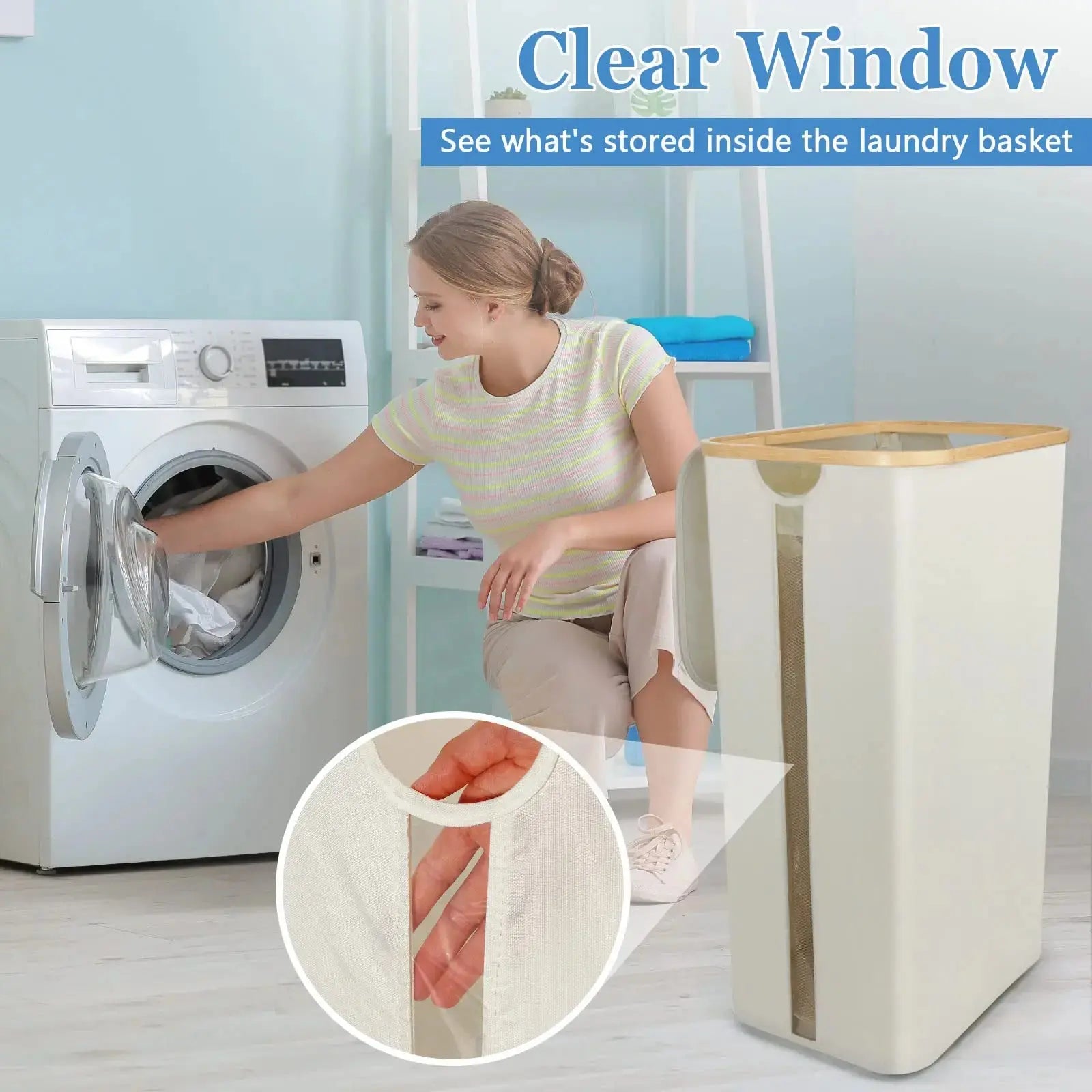 Goodinary® Large Foldable Laundry Basket with Lid - Goodinary