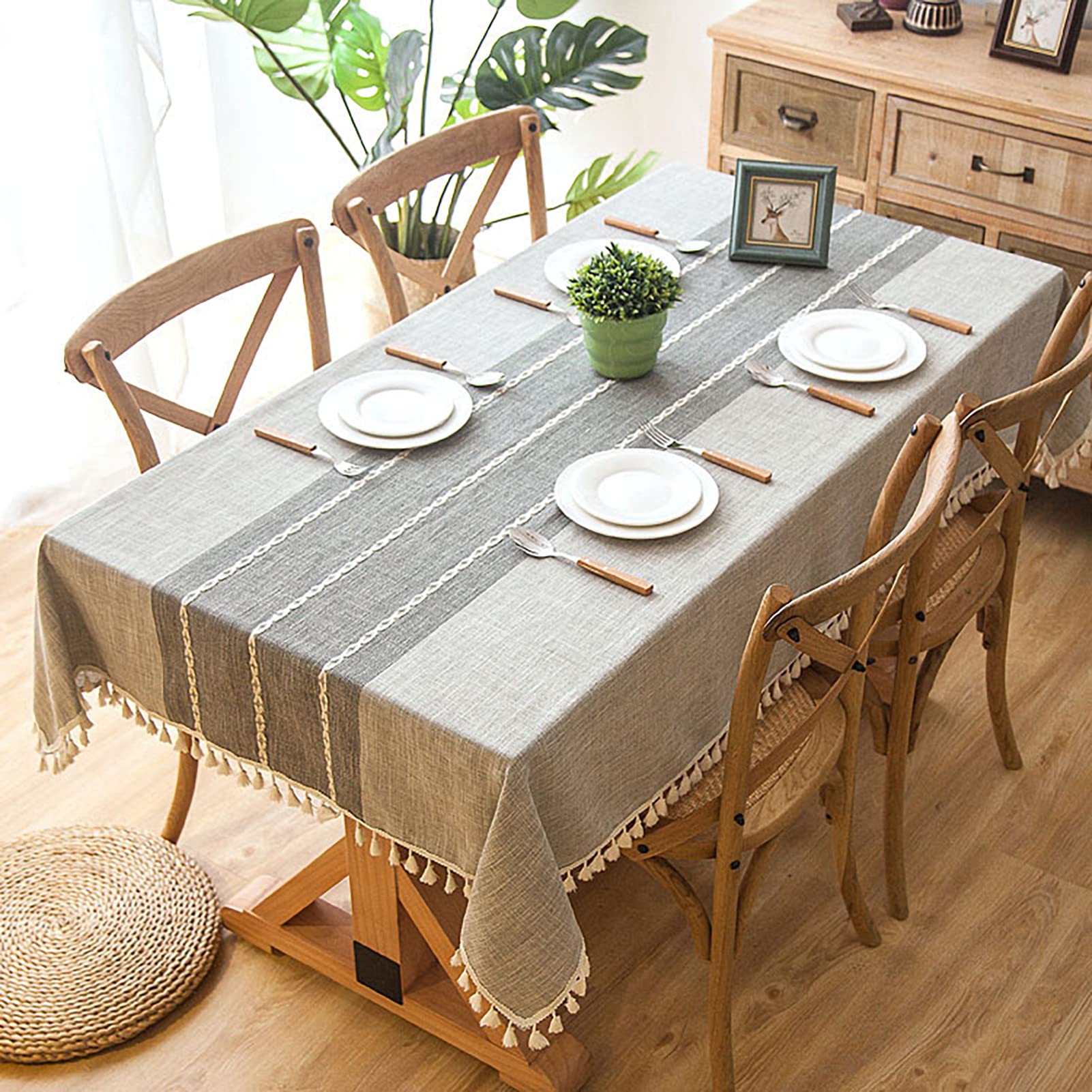 Goodinary® Linen Table Cloth Farmhouse Cotton Blend