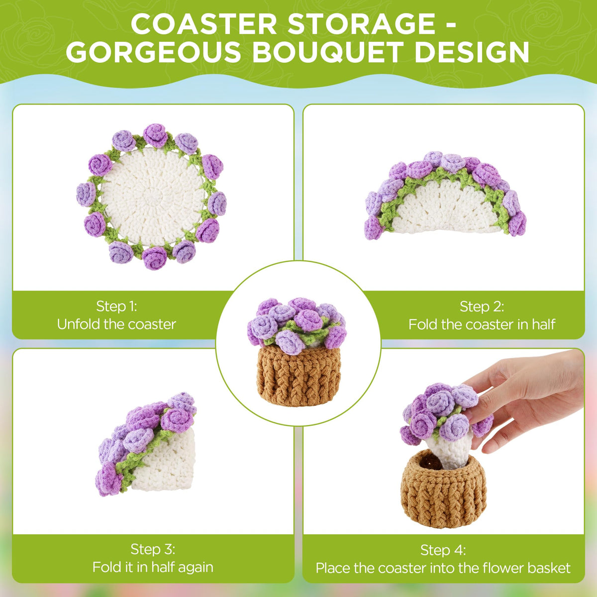 Office Object™ Crochet Rose Coasters