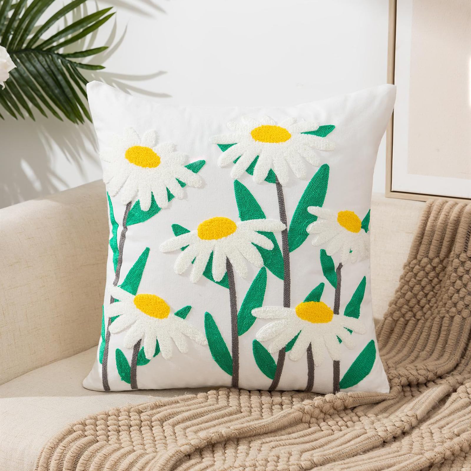 Goodinary® Embroidered Floral Throw Pillow Cover
