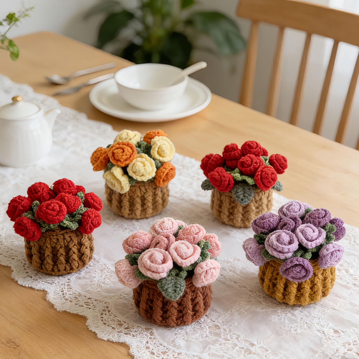 Office Object™ Crochet Rose Coasters