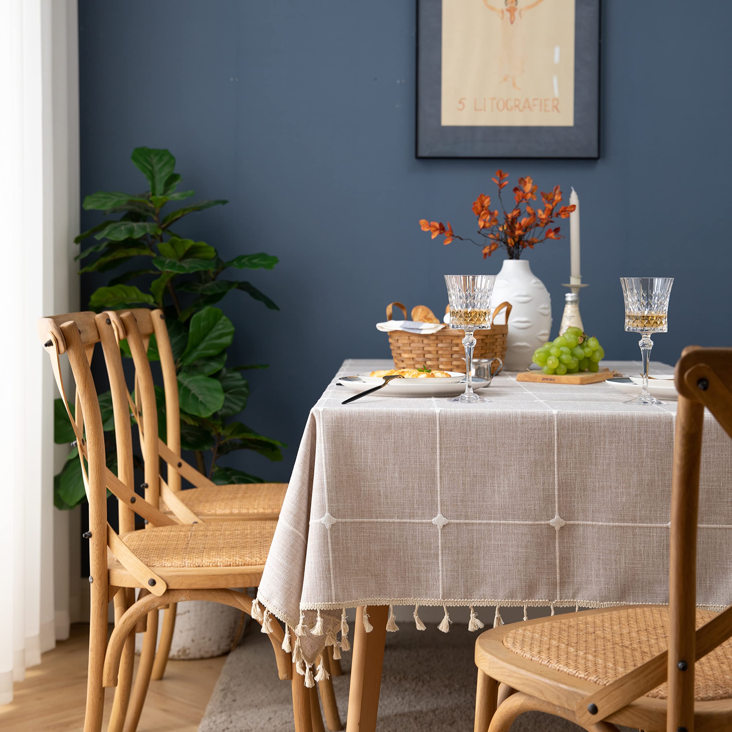 Goodinary® Square Waterproof Farmhouse Tablecloth