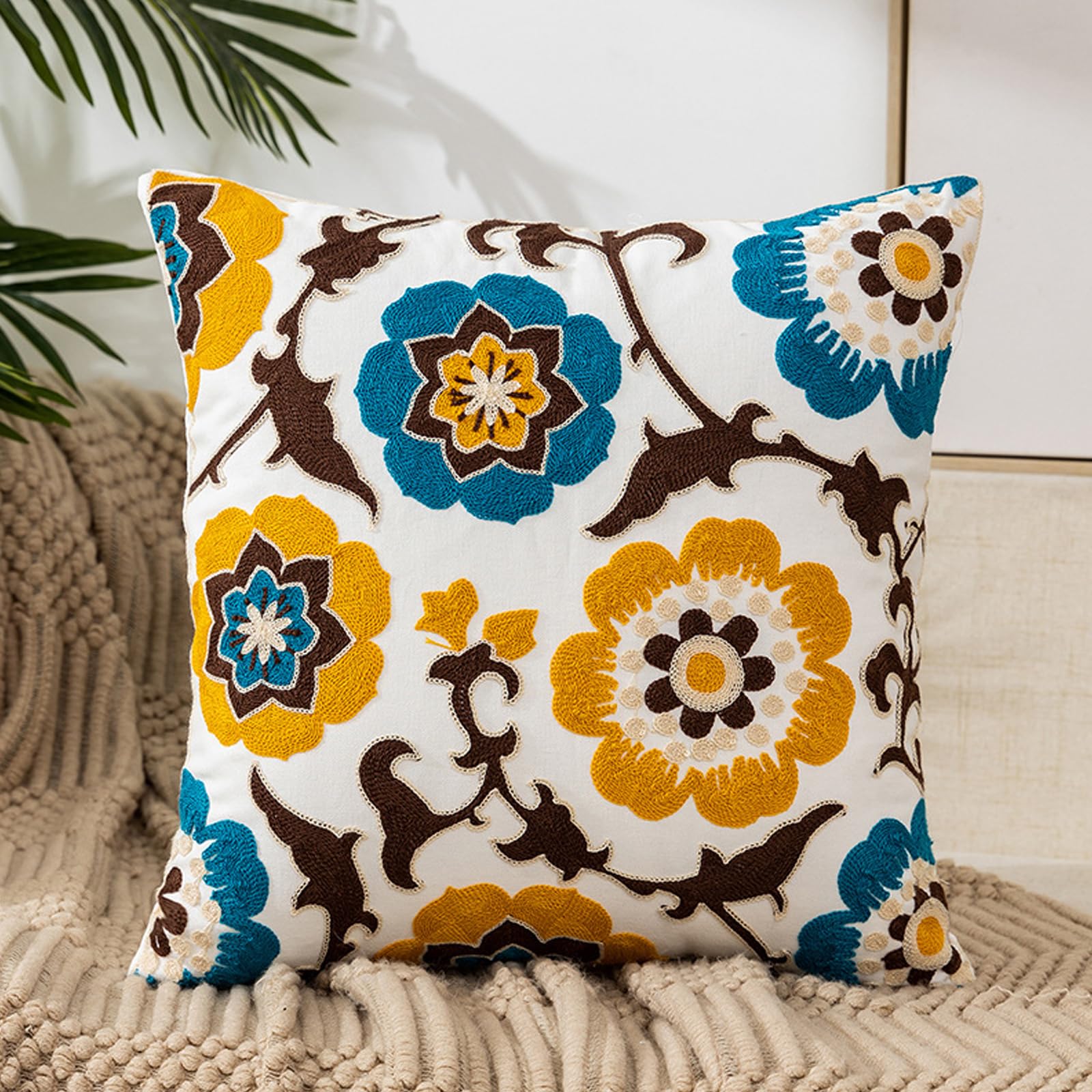 Goodinary® Embroidered Floral Throw Pillow Cover