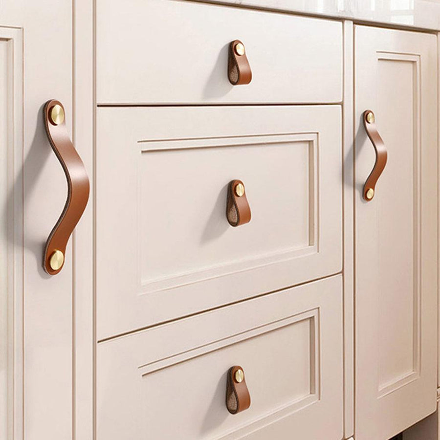 Goodinary® Luxury Leather Cabinet Drawer Pulls (4 pcs)