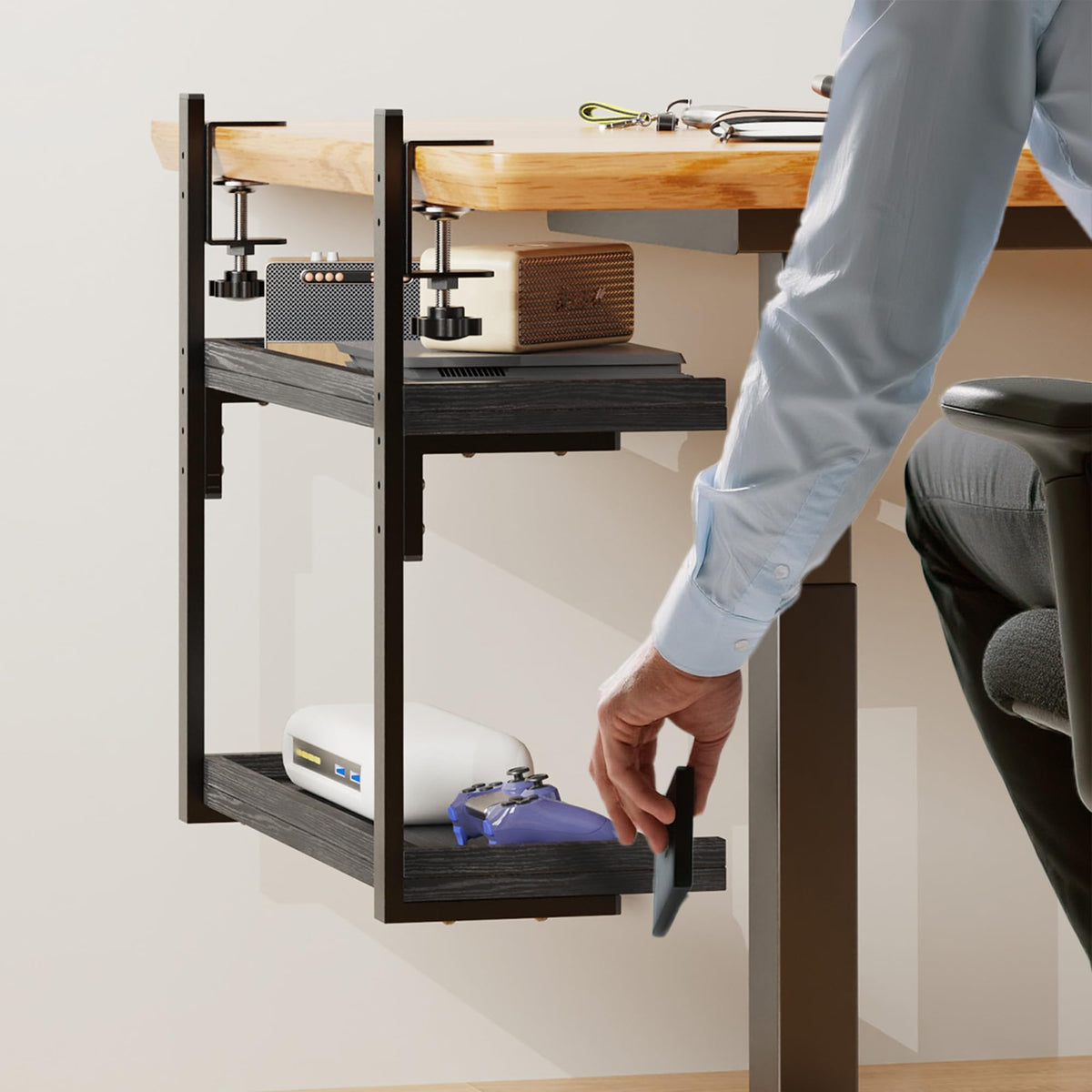 Office Object™ Clamp On Desk Shelf 2-Tier