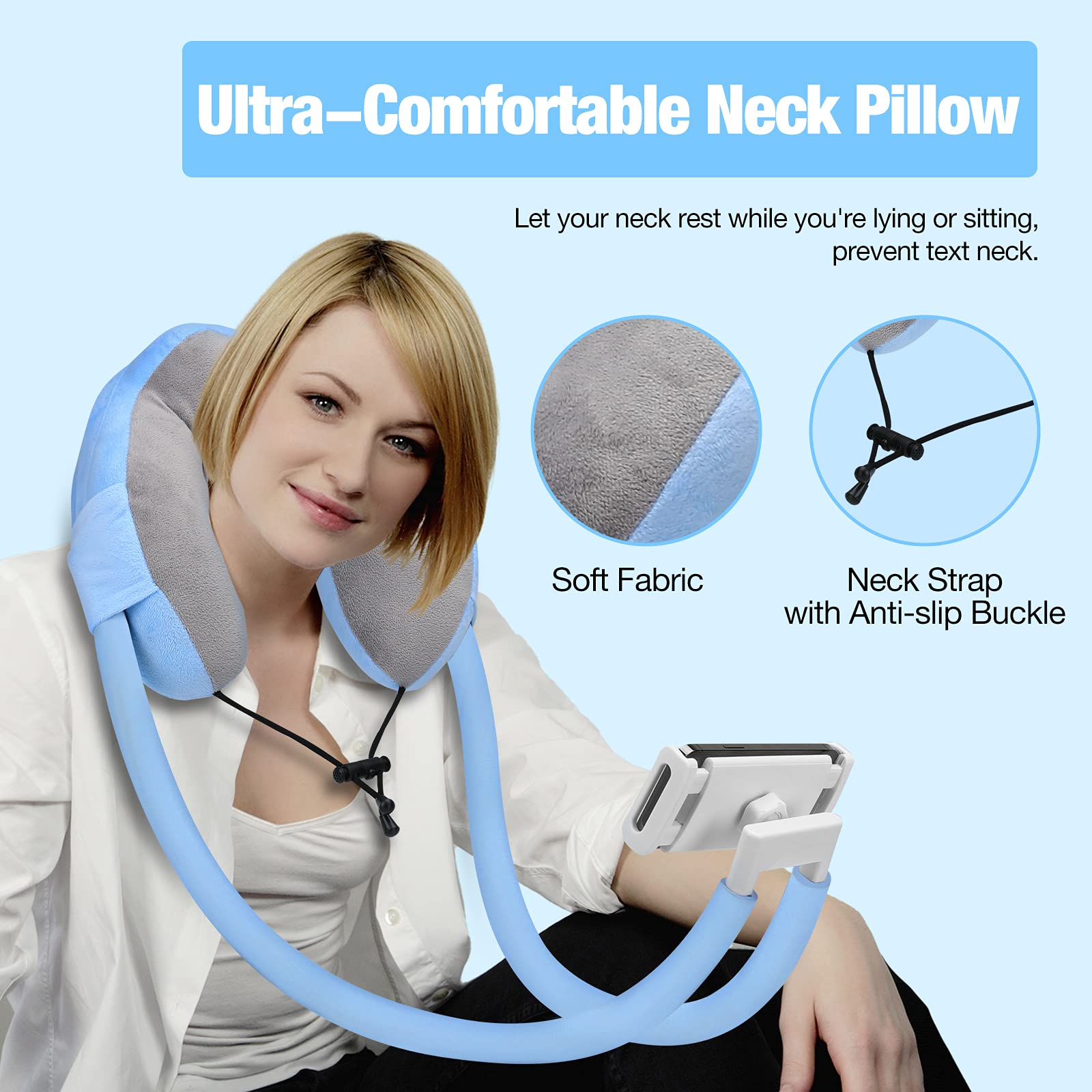 Goodinary® Adjustable Neck Phone Stand & Travel Pillow