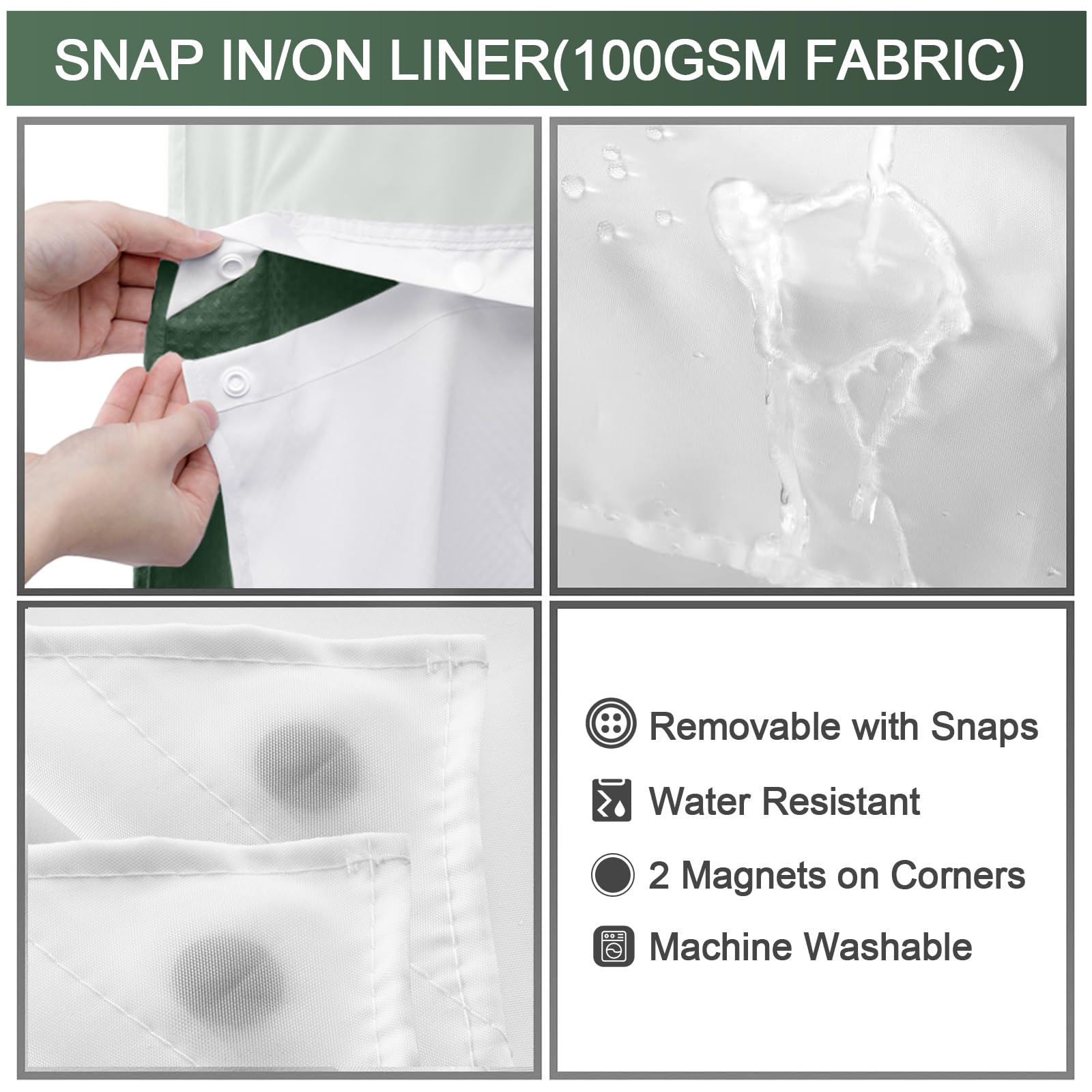 Goodinary® No Hook Shower Curtain