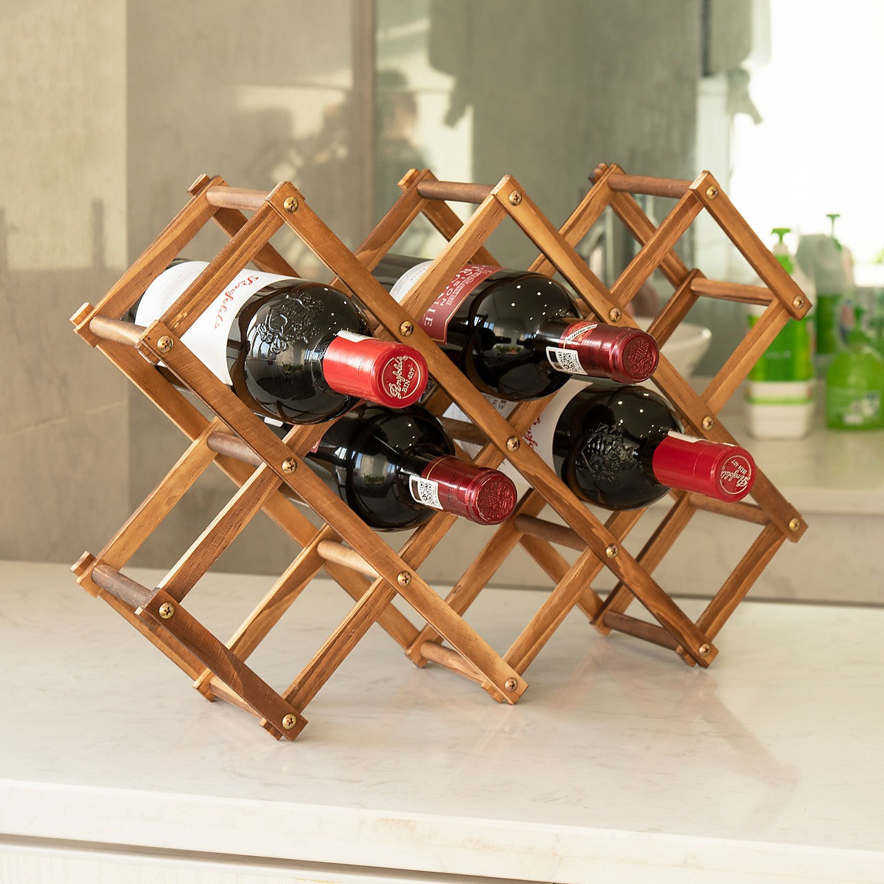 Goodinary® Foldable Wooden Wine Rack
