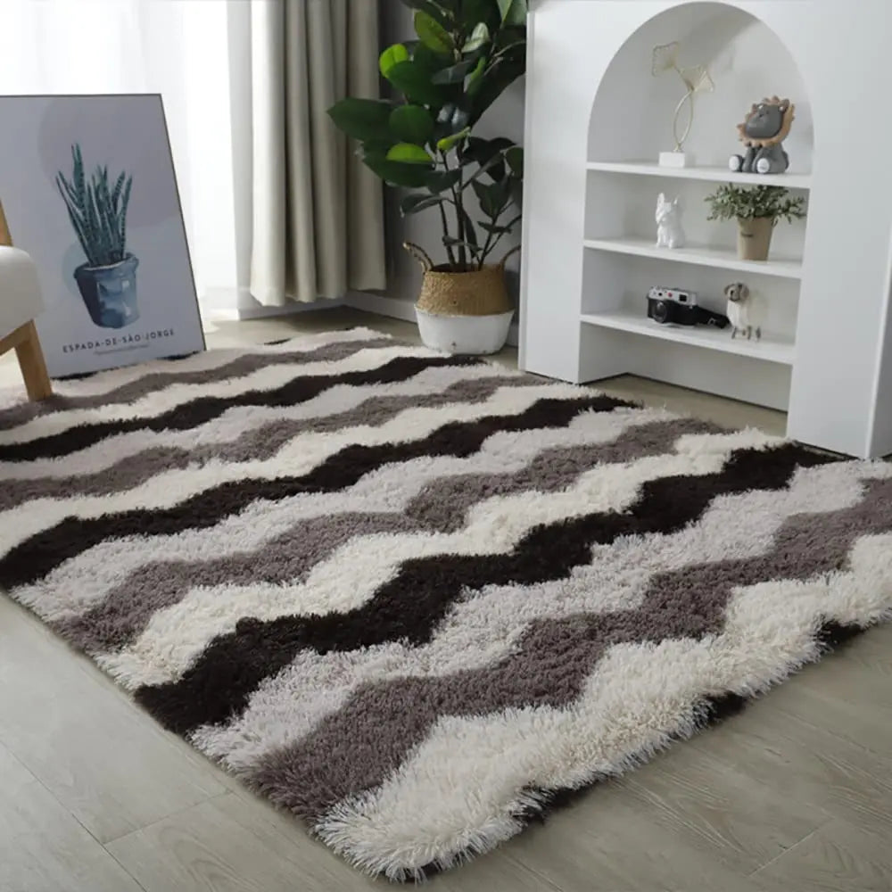 Nordic Fluffy Area Rug | Long Hair Bedroom Carpet | Soft Floor Mat