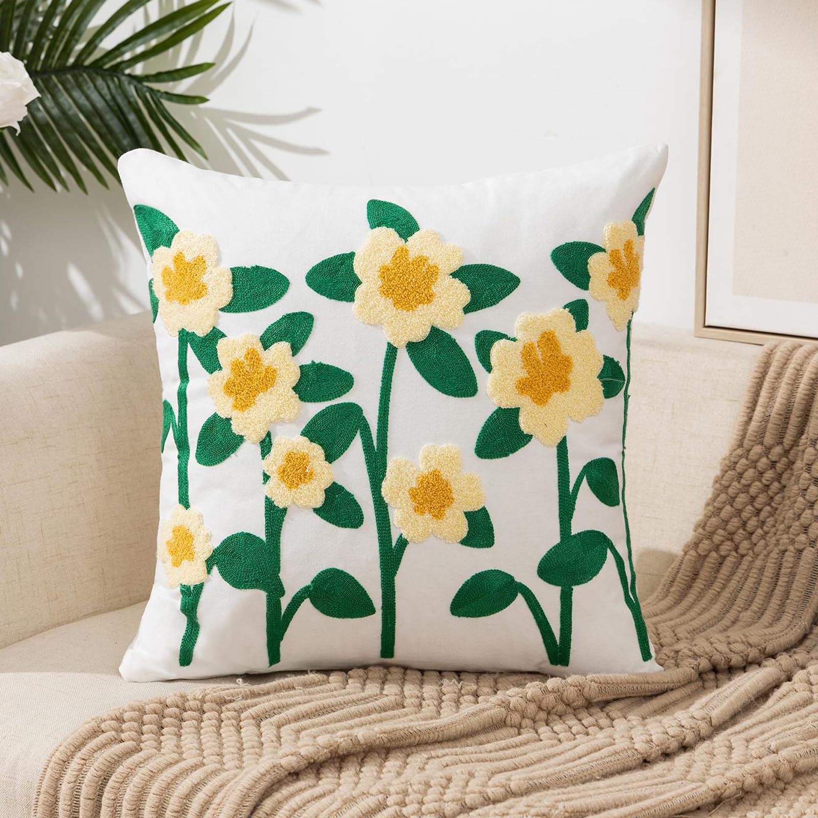 Goodinary® Embroidered Floral Throw Pillow Cover