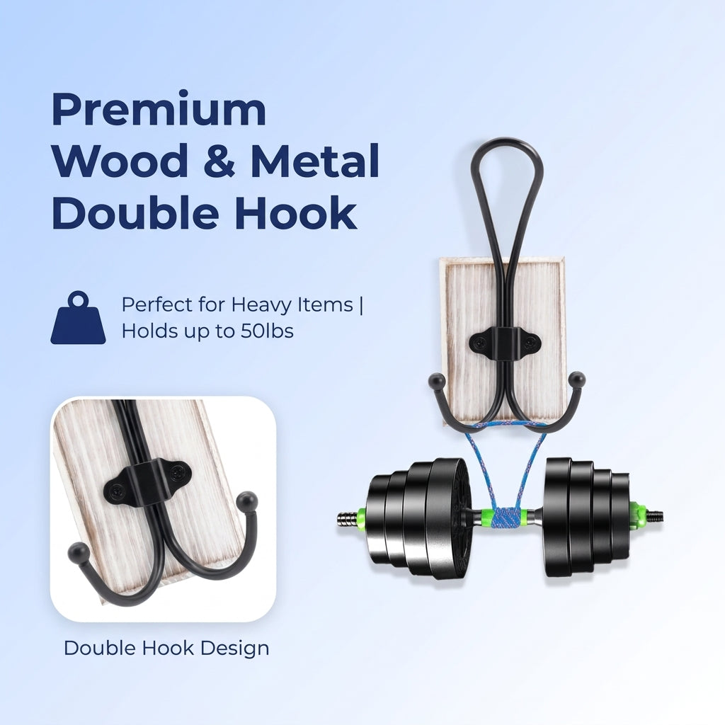 Goodinary® Wooden Pine Hook Rack (2 Pcs)