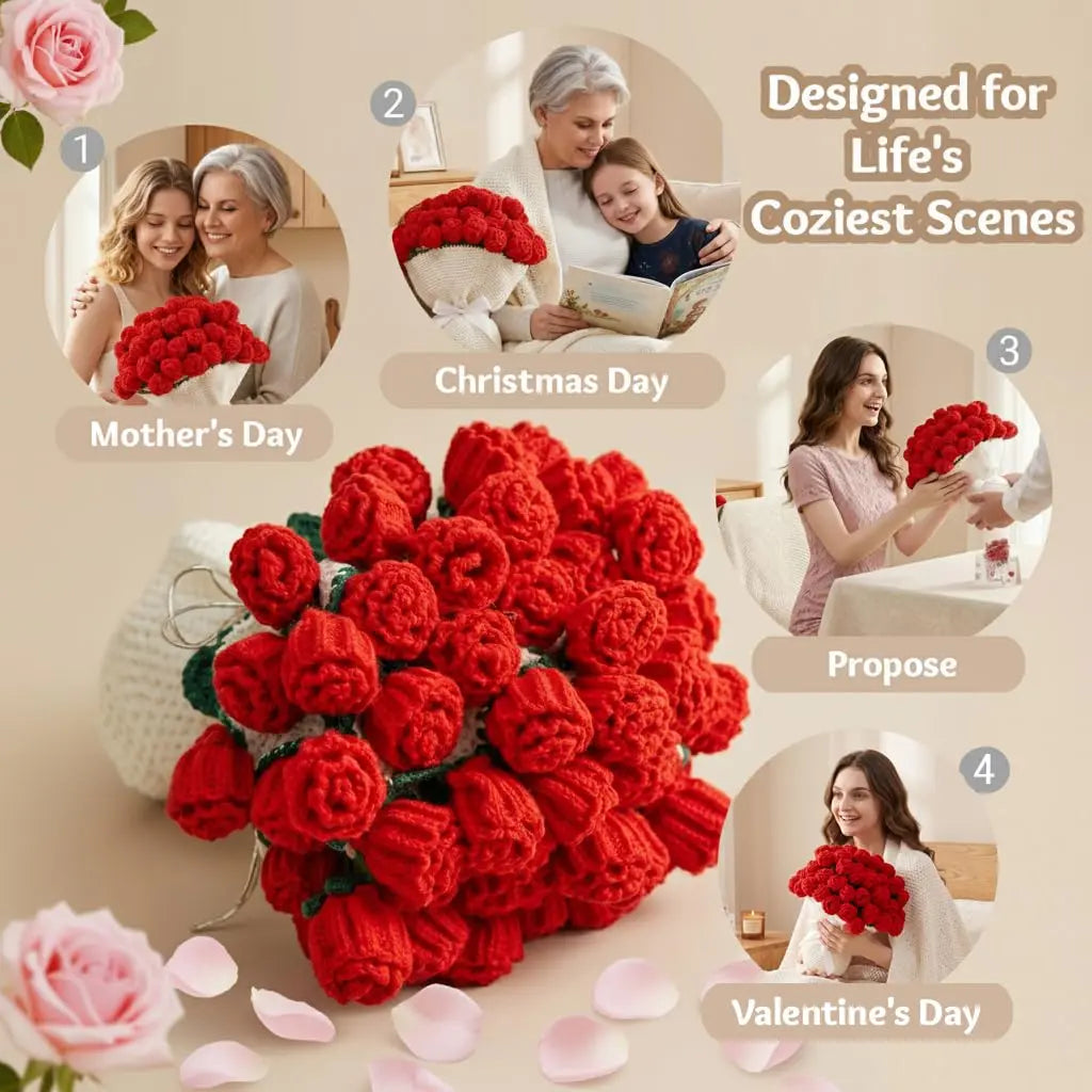 Goodinary® Crochet Rose Bouquet Blanket