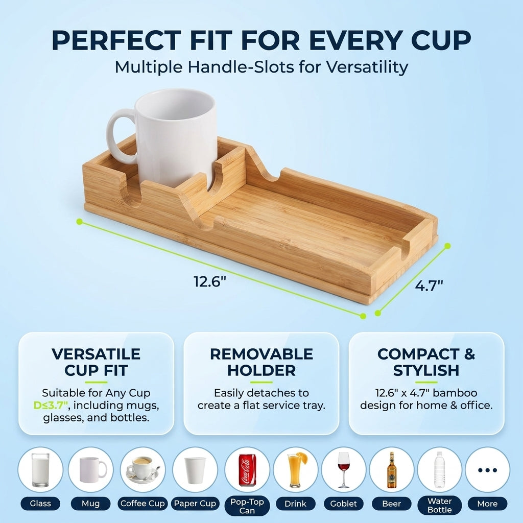 Goodinary® Foldable Bamboo Sofa Armrest Tray
