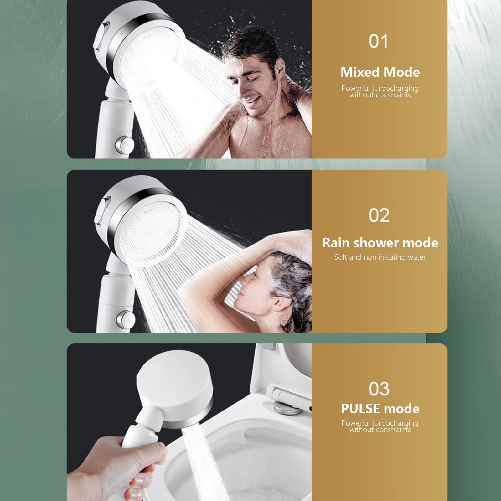 Goodinary® One-Touch Stop Showerhead