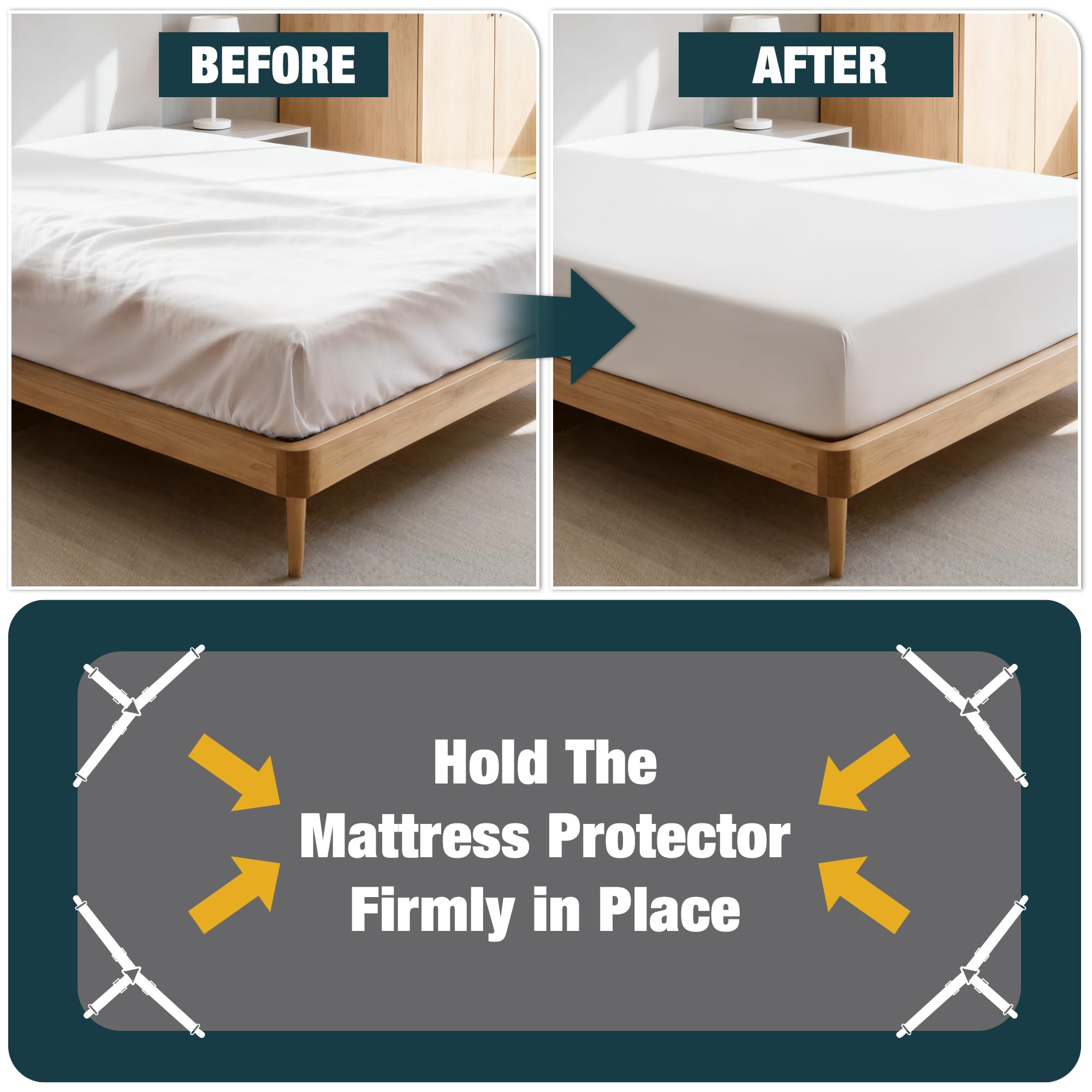 Goodinary® Adjustable Bed Sheet Fastener Straps (2pcs)