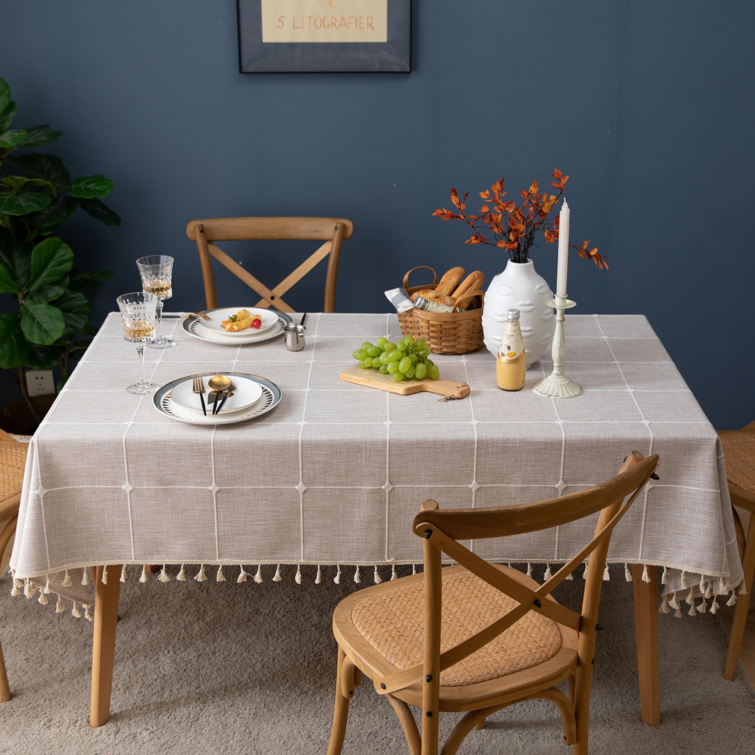 Goodinary® Square Waterproof Farmhouse Tablecloth