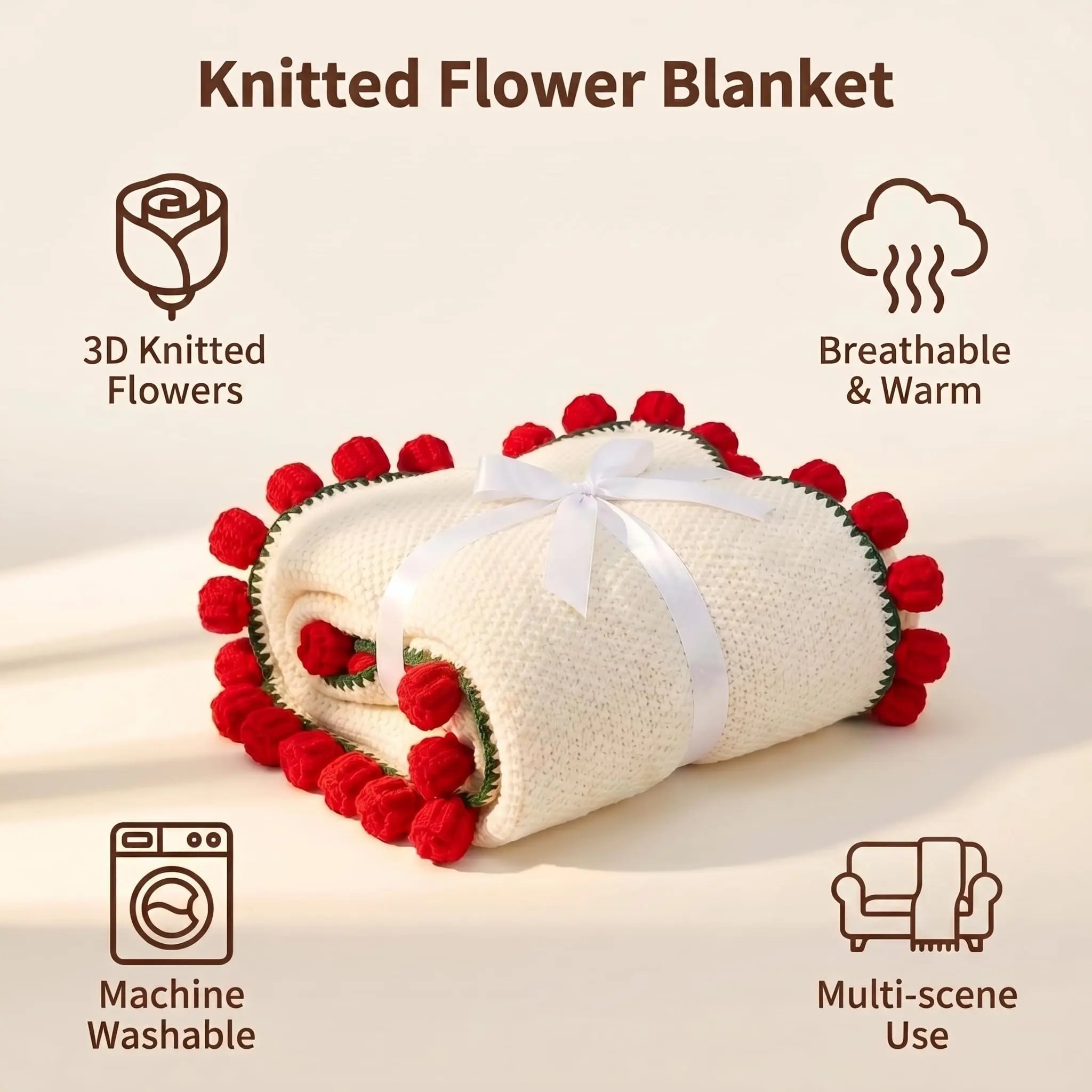 Goodinary® Crochet Rose Bouquet Blanket