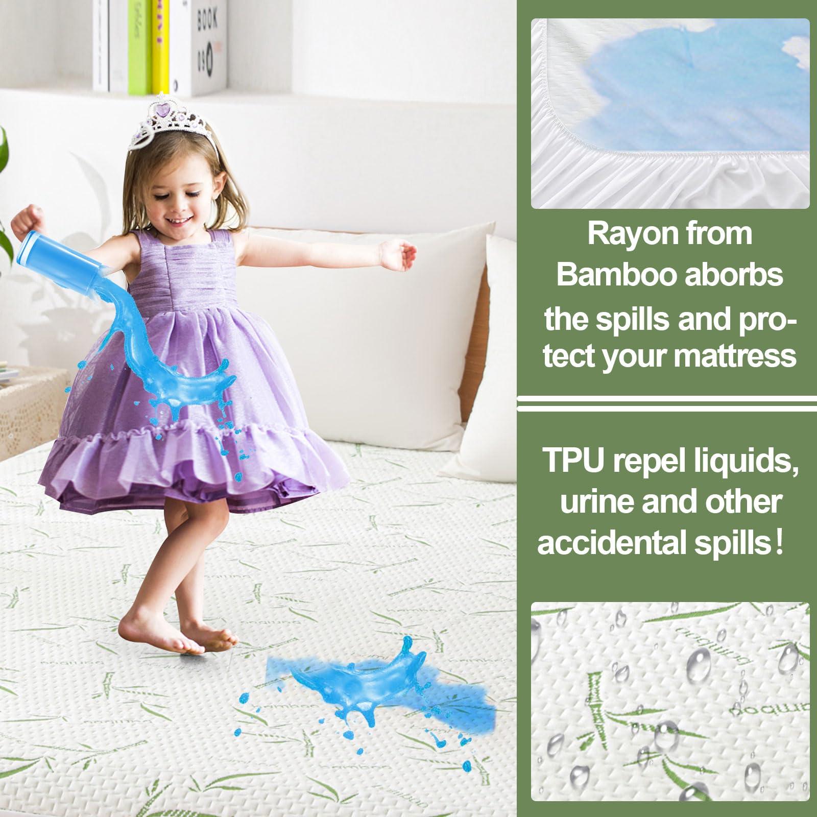 Goodinary® Waterproof Bamboo Rayon Mattress Protector