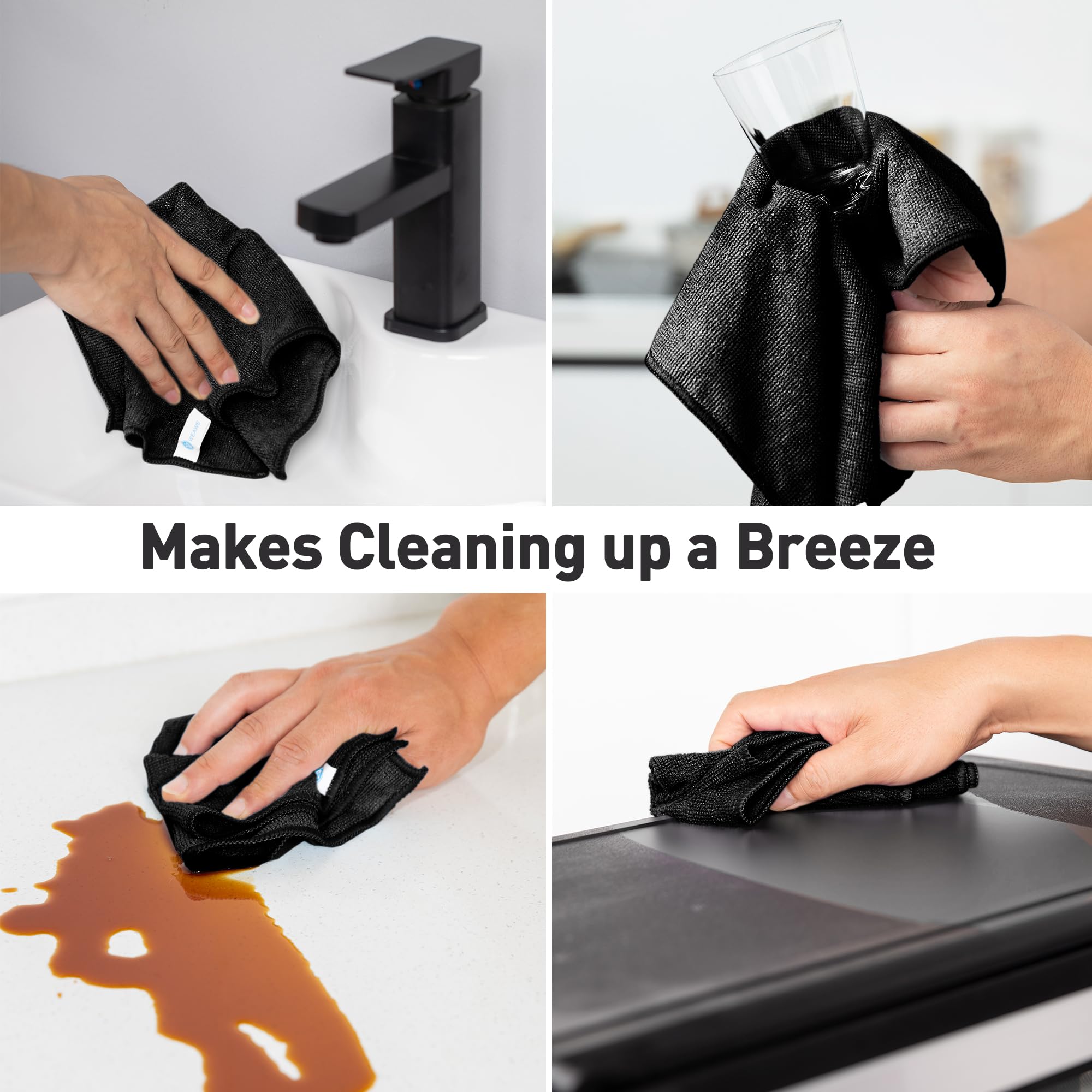 Goodinary® Black Microfiber Cleaning Cloth Set (50 pcs)