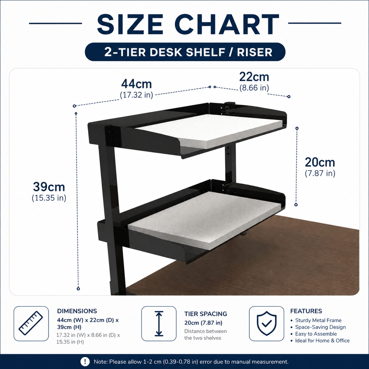 Office Object™ Clamp On Desk Shelf 2-Tier