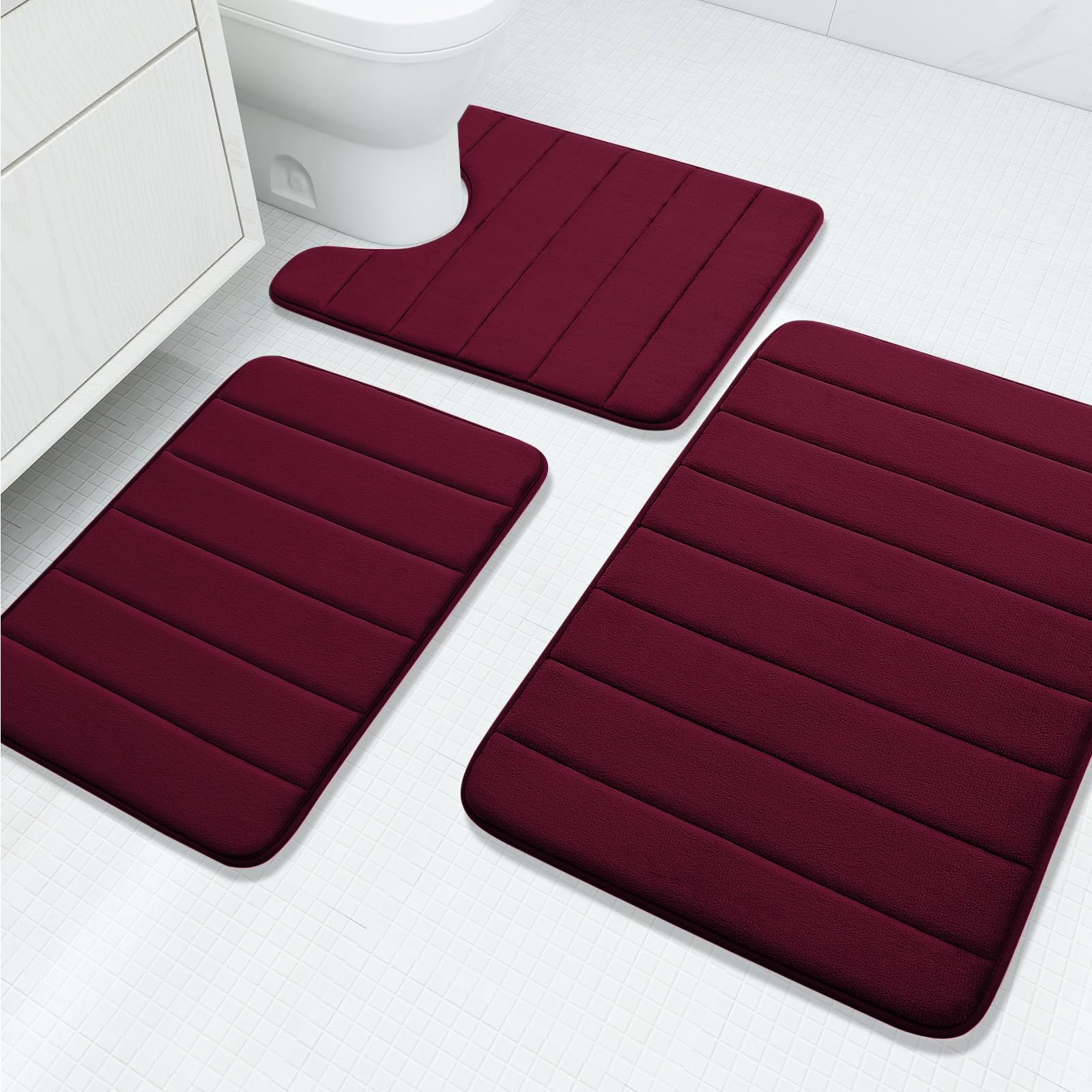 Goodinary® Memory Foam Bathroom Rug Set (3 Pcs)