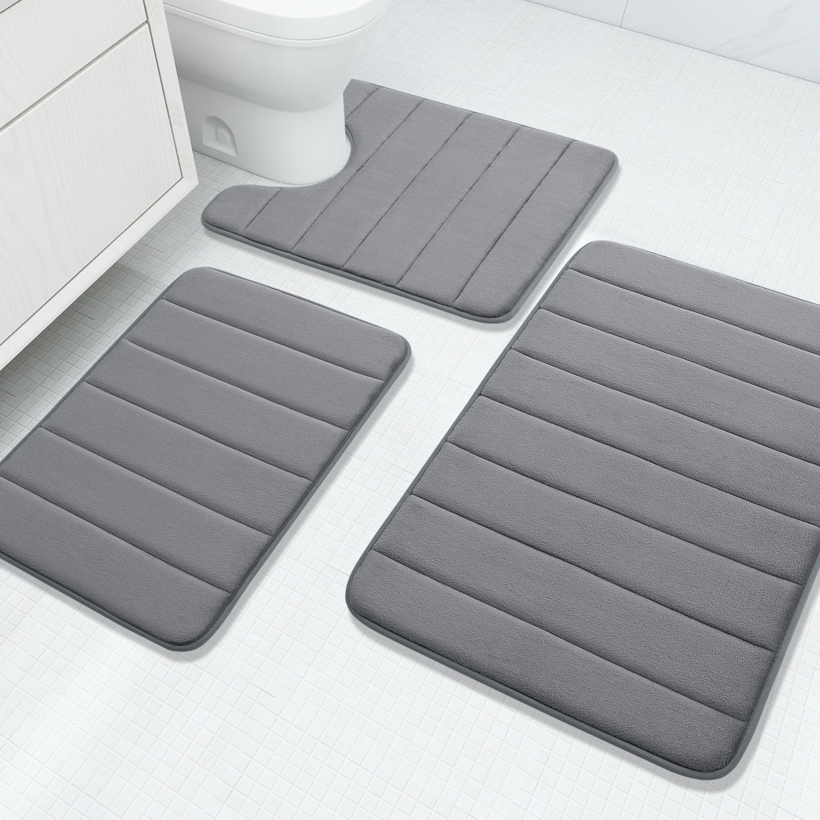 Goodinary® Memory Foam Bathroom Rug Set (3 Pcs)