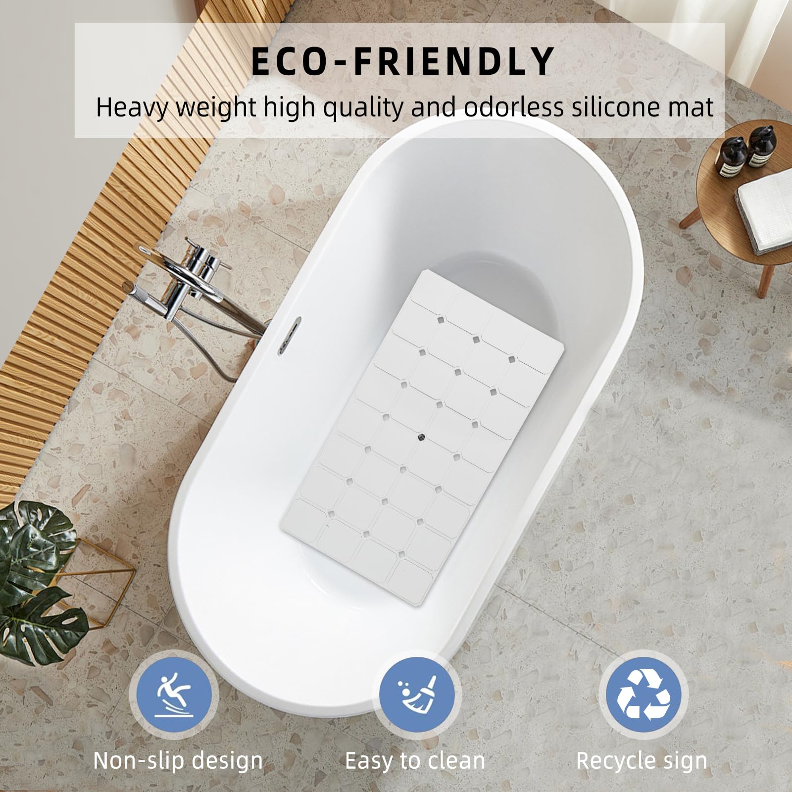 Goodinary® Silicone Foldable Tub Mat with Strong Suction Cups