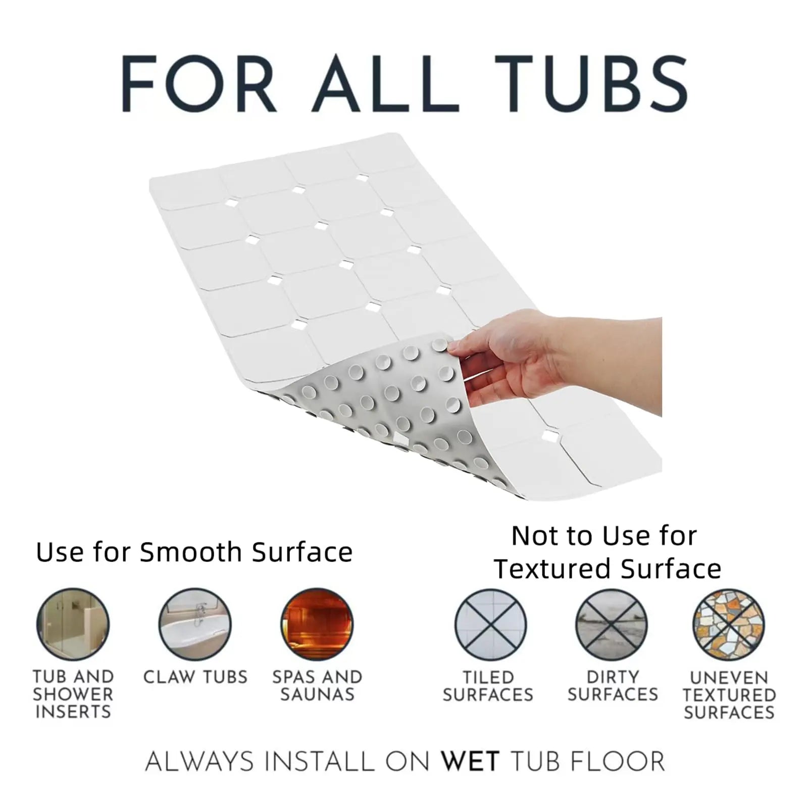 Goodinary® Silicone Foldable Tub Mat with Strong Suction Cups Goodinary
