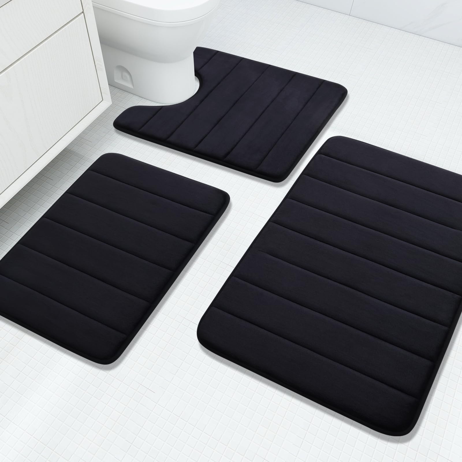 Goodinary® Memory Foam Bathroom Rug Set (3 Pcs)