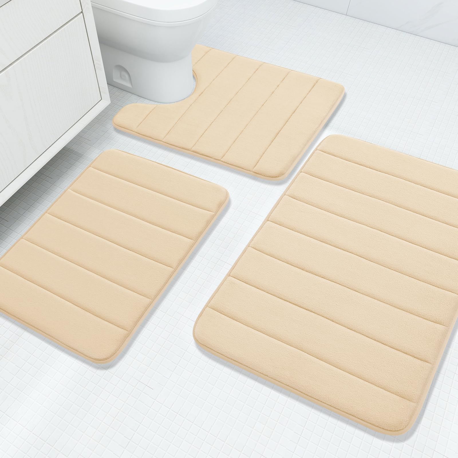 Goodinary® Memory Foam Bathroom Rug Set (3 Pcs)